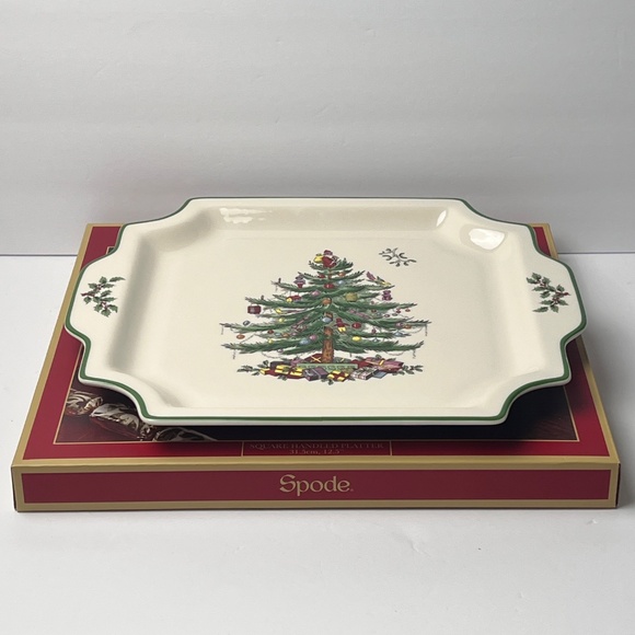 Spode Christmas Tree Square Handled Platter 12.5” NIB - Picture 3 of 3